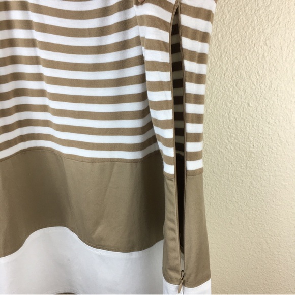 Spense Mixed Media Striped Beige Cream Knee Length Sleeveless Dress Size 12 - Picture 6 of 12